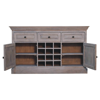 Cuvée Drinks Cabinet Wide Stone-Wash Wine Bottle Grid Drawers Twin Cupboard