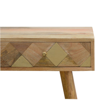 Aurel Console Table with Drawers Gold Diamond Inlay Tapered Legs