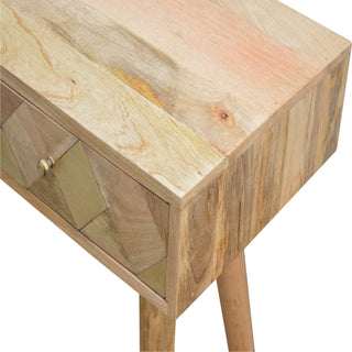 Aurel Console Table with Drawers Gold Diamond Inlay Tapered Legs