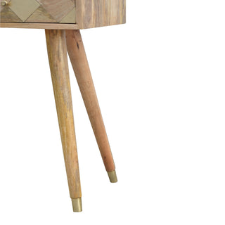 Aurel Console Table with Drawers Gold Diamond Inlay Tapered Legs