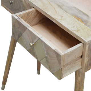Aurel Console Table with Drawers Gold Diamond Inlay Tapered Legs