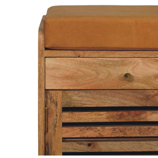 Haven Shoe Storage Cabinet Bench Slatted Doors Leather Seat With Drawers