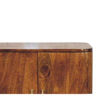 Marlowe Sideboard Cabinet with Curved Silhouette and Tapered Legs in Chestnut Finish