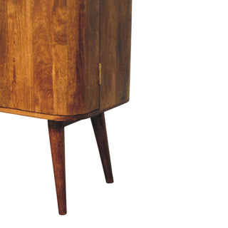 Marlowe Sideboard Cabinet with Curved Silhouette and Tapered Legs in Chestnut Finish