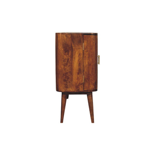 Marlowe Sideboard Cabinet with Curved Silhouette and Tapered Legs in Chestnut Finish