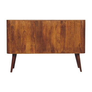 Marlowe Sideboard Cabinet with Curved Silhouette and Tapered Legs in Chestnut Finish