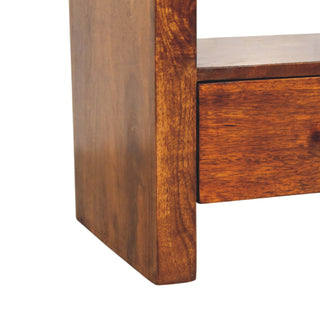 Arch Media Unit Chestnut Mango Wood Full-Height Curved Arch Frame Three Drawers with Brass Knobs