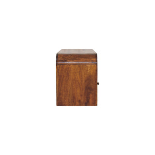 Arch Media Unit Chestnut Mango Wood Full-Height Curved Arch Frame Three Drawers with Brass Knobs