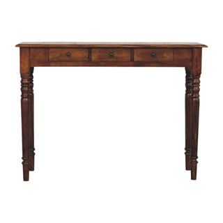 Harrow Console Table with Drawers Chestnut Mango Wood Classic Turned Legs