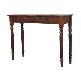 Harrow Console Table with Drawers Chestnut Mango Wood Classic Turned Legs