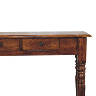 Harrow Console Table with Drawers Chestnut Mango Wood Classic Turned Legs