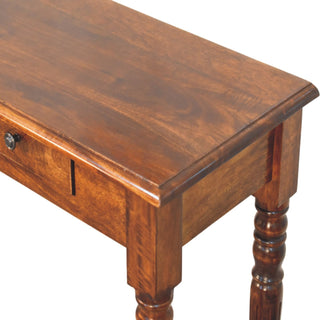 Harrow Console Table with Drawers Chestnut Mango Wood Classic Turned Legs