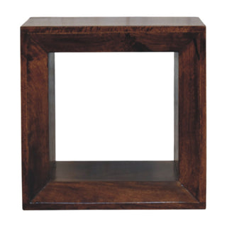 Kova Side Table Open Cube Solid Mango Wood California Walnut
