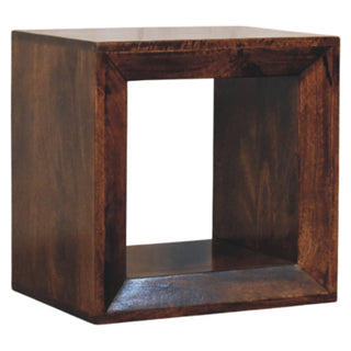 Kova Side Table Open Cube Solid Mango Wood California Walnut