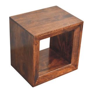 Kova Side Table Open Cube Solid Mango Wood California Walnut