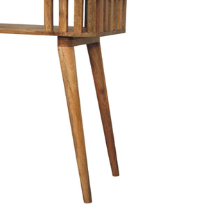 Reva Hallway Console Table Slatted Open Shelf Tapered Legs Oak Mango Wood