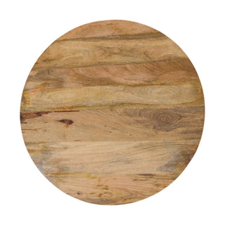 Cove Round Coffee Table Solid Mango Wood Slatted Drum Base Bun Feet