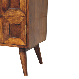 Aurelio Large Sideboard with 3D Carved Geometric Doors and Tapered Legs