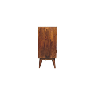 Aurelio Large Sideboard with 3D Carved Geometric Doors and Tapered Legs