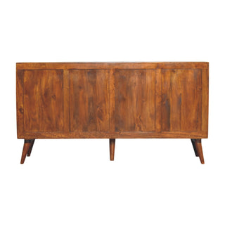 Aurelio Large Sideboard with 3D Carved Geometric Doors and Tapered Legs