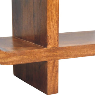 Brynn Media Unit Chestnut Finish Curved Open Shelf Block Feet