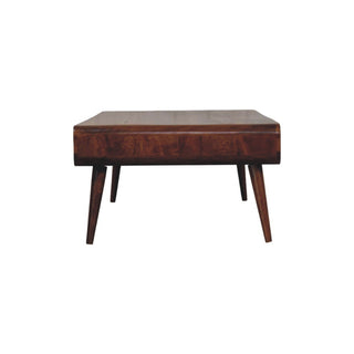 Rivus Coffee Table with Drawers Large Rounded Top Open Compartments Chestnut