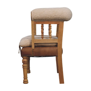 Elowen Hallway Bench Boucle Seat Buffalo Leather Panel Spindle Back Oak Frame