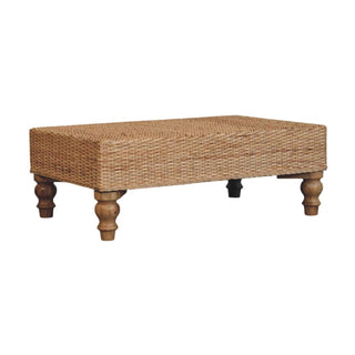 Pavo Woven Rattan Coffee Table Rectangular Turned Legs Natural Honey