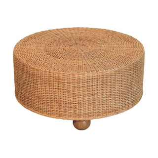 Isla Round Rattan Coffee Table Handwoven Drum Natural Honey Ball Feet