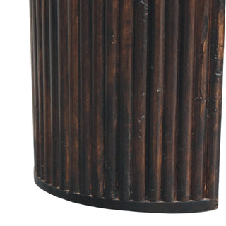 Deco Hallway Bench Velvet Mocha Mango Wood Full-Body Vertical Fluting Oval Top