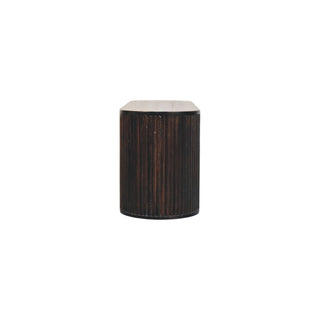 Deco Hallway Bench Velvet Mocha Mango Wood Full-Body Vertical Fluting Oval Top