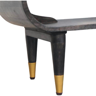 Volta Media Unit Velvet Mocha Mango Wood Continuous Curve Open Body with Brass-Tipped Tapered Legs