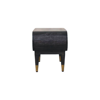 Volta Media Unit Velvet Mocha Mango Wood Continuous Curve Open Body with Brass-Tipped Tapered Legs