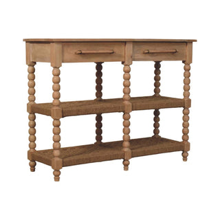 Wren Console Table with Storage Bobbin Legs Woven Jute Shelf