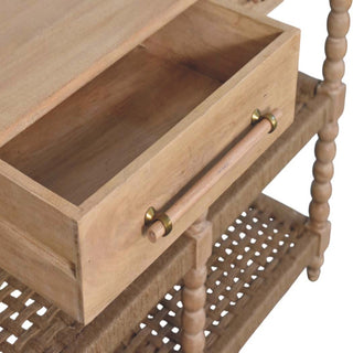 Wren Console Table with Storage Bobbin Legs Woven Jute Shelf