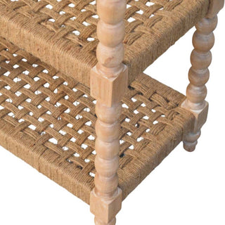 Wren Console Table with Storage Bobbin Legs Woven Jute Shelf