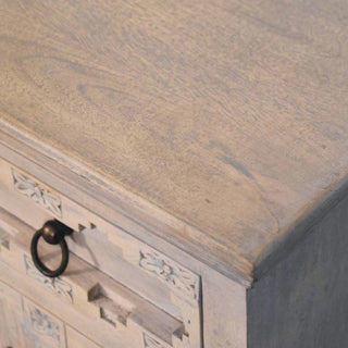 Haveli Sideboard Cabinet with Hand-Carved Lattice Panels and Plinth Base