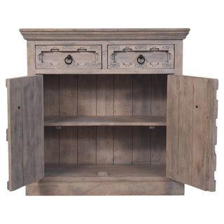 Haveli Sideboard Cabinet with Hand-Carved Lattice Panels and Plinth Base