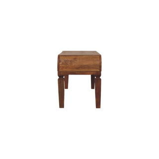 Span Coffee Table Solid Mango Wood Sculpted Arc Edges Amber Oak Tapered Legs