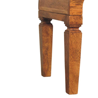 Span Coffee Table Solid Mango Wood Sculpted Arc Edges Amber Oak Tapered Legs