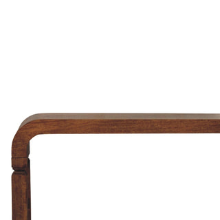 Curve Hallway Console Table Amber Oak Curved Waterfall Edge No Drawer