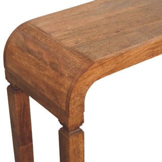Curve Hallway Console Table Amber Oak Curved Waterfall Edge No Drawer