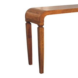 Curve Hallway Console Table Amber Oak Curved Waterfall Edge No Drawer