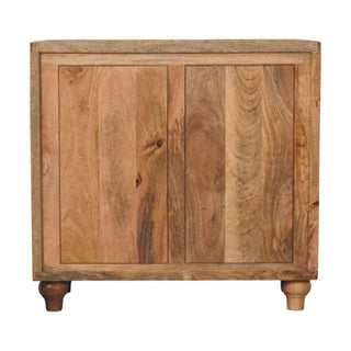 Rattan Oak 2-Door Cabinet Handwoven Bun Feet Natural Rattan