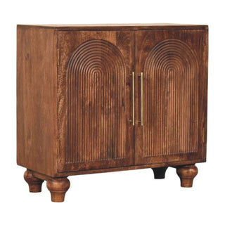 Arcadia Small Sideboard with Hand-Carved Arc Groove Doors and Bun Feet