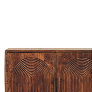 Arcadia Small Sideboard with Hand-Carved Arc Groove Doors and Bun Feet