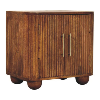 Cleo Compact Sideboard Cabinet with Fluted Front and Bun Feet