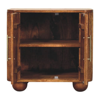 Cleo Compact Sideboard Cabinet with Fluted Front and Bun Feet