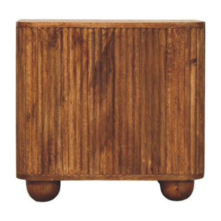 Cleo Compact Sideboard Cabinet with Fluted Front and Bun Feet