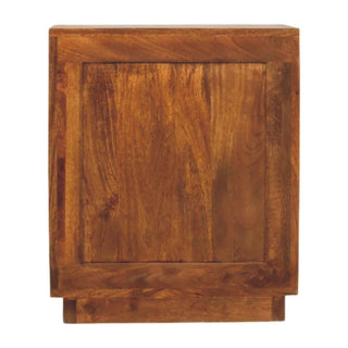 Celeste Bedside Cabinet Curved Fluted Amber Oak Drawer & Doors
